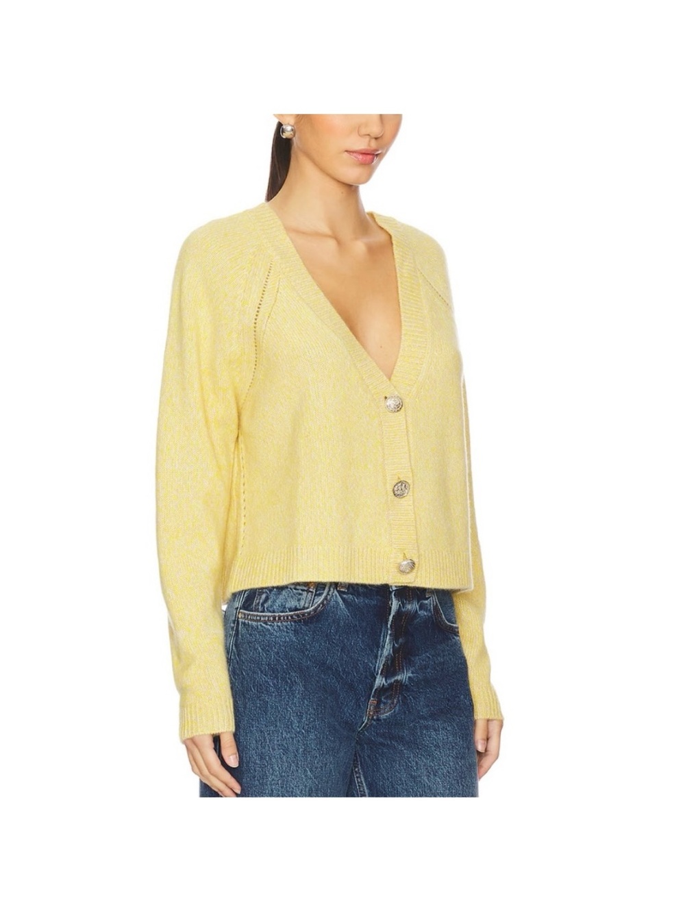 Ba&sh Carila Yellow Cashmere Cardigan, size Small - Picture 8 of 12